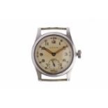 GENTLEMAN'S CYMA MILITARY ISSUE STAINLESS STEEL MANUAL WIND WRIST WATCH signed 15 jewel movement,