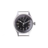 GENTLEMAN'S HAMILTON MILITARY ISSUE STAINLESS STEEL MANUAL WIND WRIST WATCH signed 17 jewel