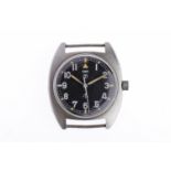 GENTLEMAN'S CWC MILITARY ISSUE STAINLESS STEEL MANUAL WIND WRIST WATCH the round black dial with