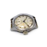 GENTLEMAN'S LEONIDAS MILITARY ISSUE STAINLESS STEEL MANUAL WIND WRIST WATCH unsigned movement,