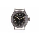 GENTLEMAN'S LONGINES MILITARY ISSUE STAINLESS STEEL MANUAL WIND WRIST WATCH signed movement