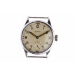 GENTLEMAN'S GRANA MILITARY ISSUE STAINLESS STEEL MANUAL WIND WRIST WATCH unsigned 15 jewel movement