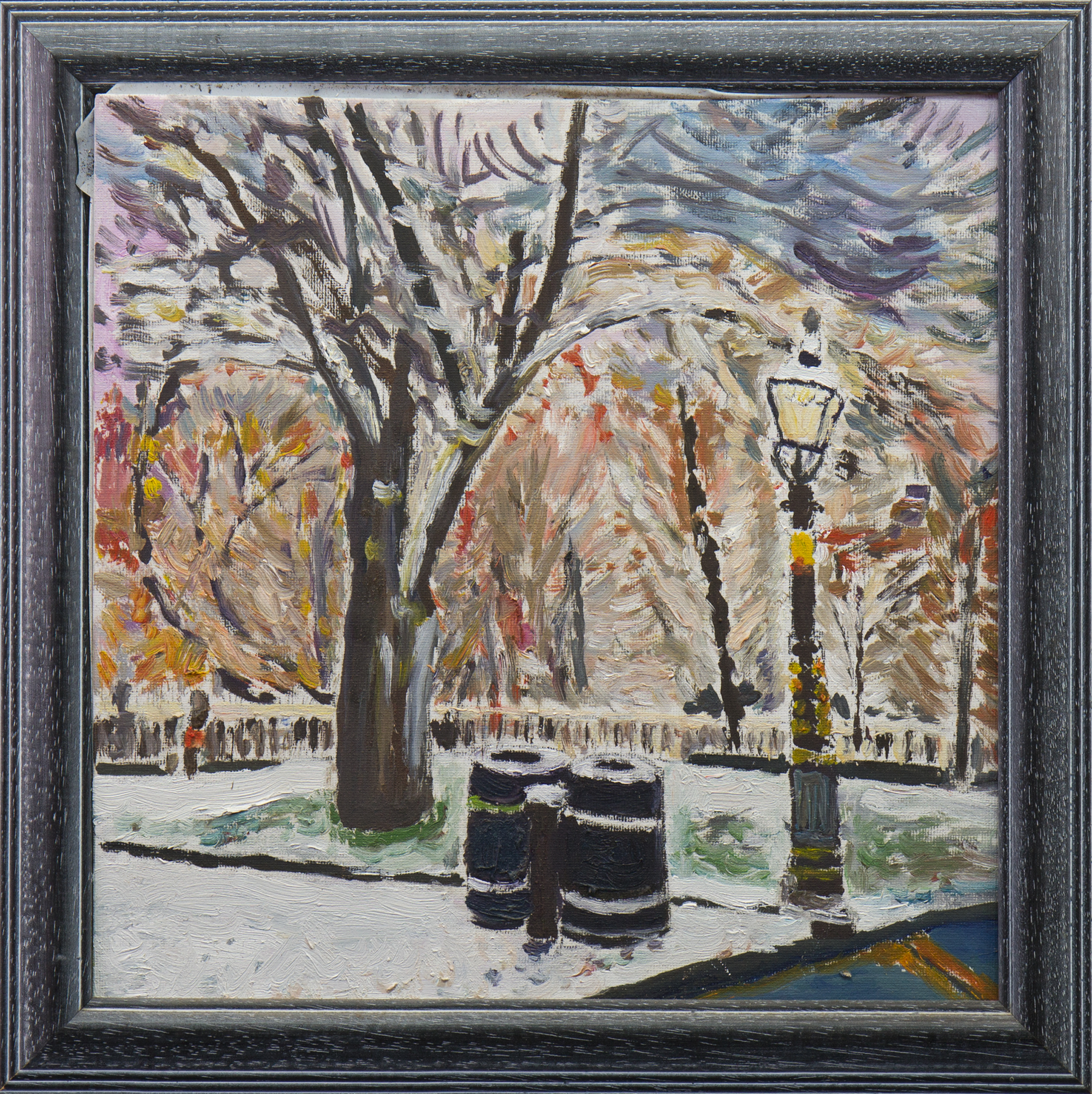 FINLAY MACKINTOSH, GROUNDS AT GLASGOW UNIVERSITY oil on board,