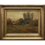 SCOTTISH SCHOOL, FIGURE ON A COUNTRY PATH oil on canvas,