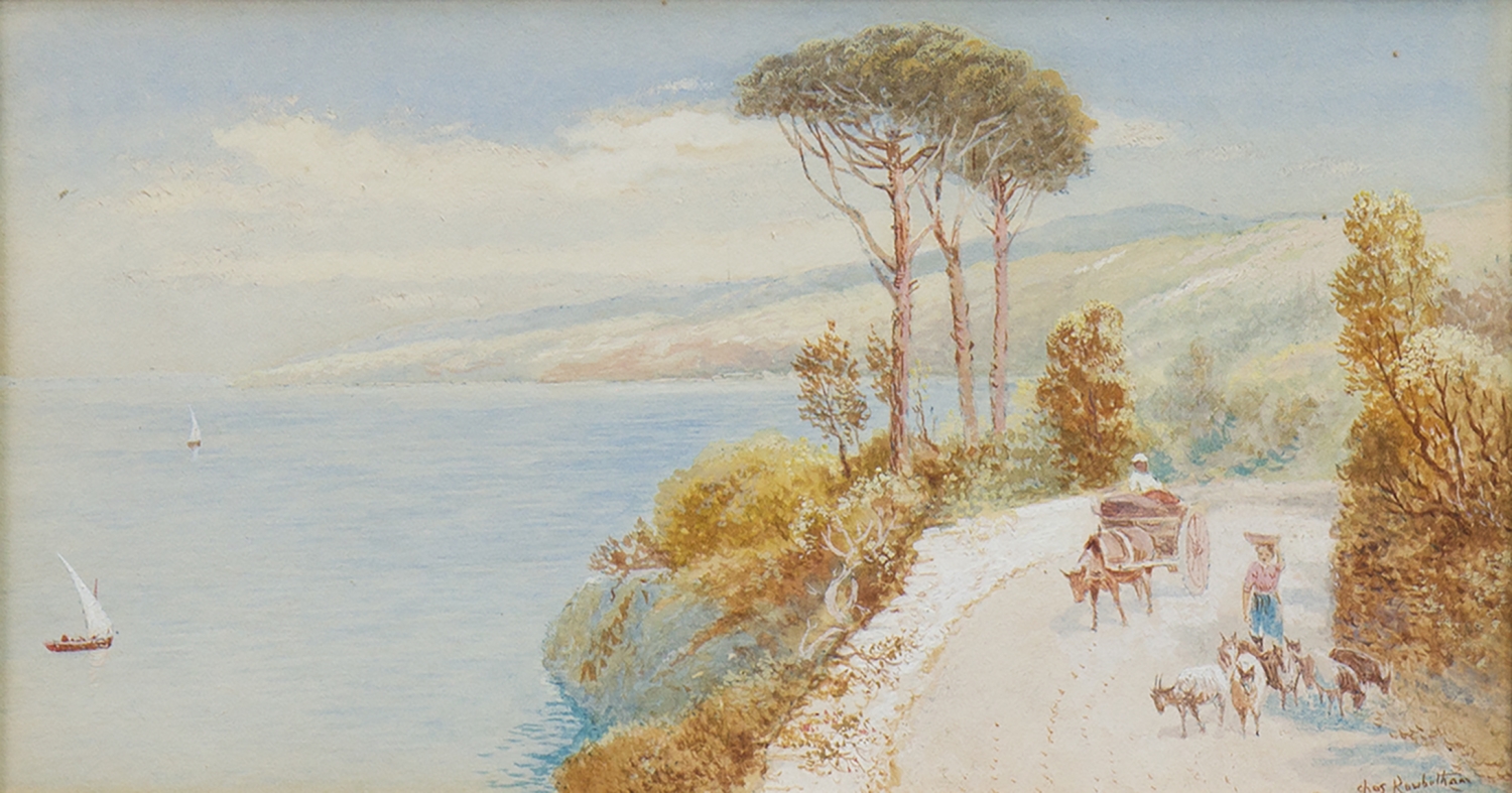 CHARLES EDMUND ROWBOTHAM (BRITISH 1858 - 1921), ROAD TO NOLI, COAST OF GENOA watercolour on paper,