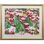 FINLAY MACKINTOSH, TULIPS watercolour on paper, signed verso 45cm x 60cm Mounted,
