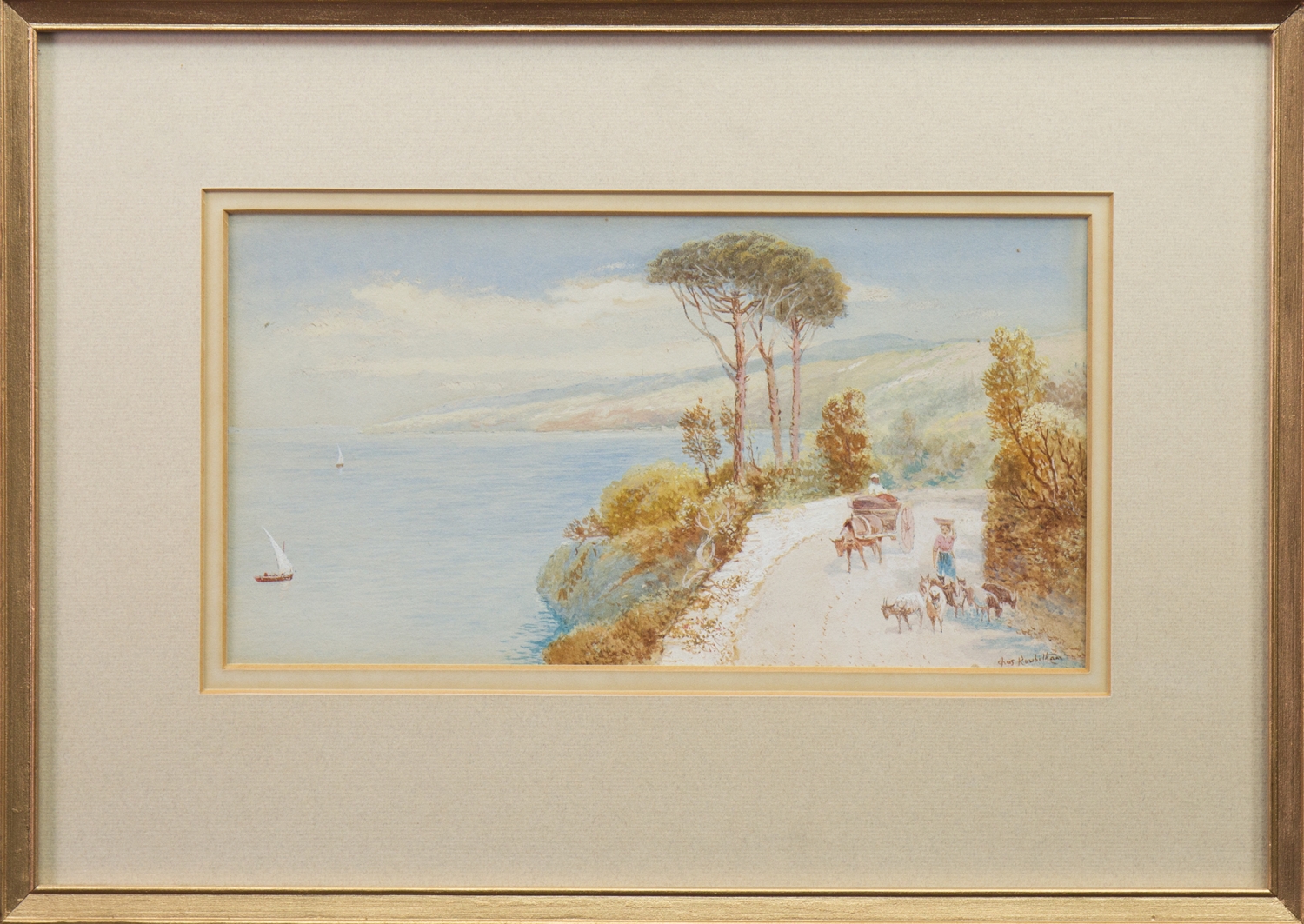 CHARLES EDMUND ROWBOTHAM (BRITISH 1858 - 1921), ROAD TO NOLI, COAST OF GENOA watercolour on paper, - Image 2 of 2