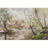 * ANGUS RANDS (BRITISH 1922-1985), AUTUMN RIVER watercolour on paper, signed 36cm x 53cm Mounted,