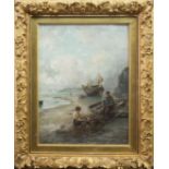 F WALTERS (19TH CENTURY), BRINGING HOME THE CATCH oil on canvas,