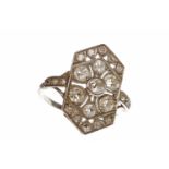 ART DECO DIAMOND PLAQUE RING the large hexagonal pierced plaque bezel 24.