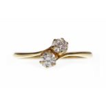 DIAMOND TWO STONE RING with two six claw set round brilliant cut diamonds totalling approximately 0.