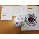 SIGNED RANGERS BALL with certificate of authentication and sheet of player signatures