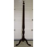 A GOOD 19TH CENTURY BED POST ADAPTED AS A STANDARD LAMP, with reeded stem, on tri-pod base, (1)