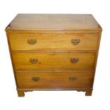 A 19th CENTURY MAHOGANY CHEST, with three long drawers raised on bracket feet, 36.5'' (93cm).(1)