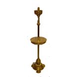 A LATE 19TH OR EARLY 20TH CENTURY BRASS STANDARD OIL LAMP, now converted for electricity, the reeded