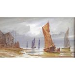 J.F. DARLEY (19TH CENTURY), Fishing Boats by a Harbour, and Fishing Boats at Sea, a pair, both W.C.,