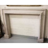 A COMPOSITION STONE FIREPLACE, with moulded shelf and jambs, approx 50.5'' (129cm)h x 64'' (163cm)w.