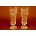 A PAIR OF TALL WATERFORD CRYSTAL VASES