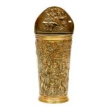 AN EMBOSSED BRASS STICK AND UMBRELLA STAND