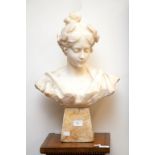 A LATE 19TH CENTURY CARVED ALABASTER BUST