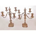 A LATE 19TH CENTURY SILVER -PLATED FOUR-BRANCH FIVE-LIGHT CANDELABRUM