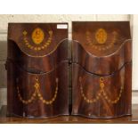 A PAIR OF GEORGE III INLAID MAHOGANY KNIFE BOXES