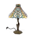 A LARGE TIFFANY STYLE MOSAIC TABLE LAMP