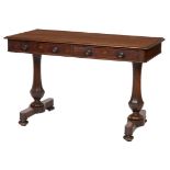 A WILLIAM IV PERIOD RECTANGULAR ROSEWOOD SOFA OR LIBRARY TABLE