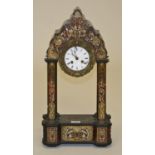 A FRENCH EMPIRE BOULLE STYLE PORTICO CLOCK
