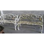 A PAIR OF VERY HEAVY VICTORIAN CAST IRON RUSTIC GARDEN BENCHES