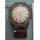 A LATE REGENCY PERIOD BRASS-INLAID MAHOGANY DROP-DIAL WALL CLOCK