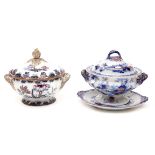 A VICTORIAN ENGLISH IRONSTONE SOUP TUREEN, COVER AND STAND
