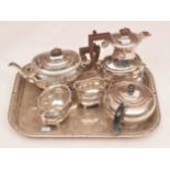 A THREE PIECE SILVER-PLATED TEA SERVICE