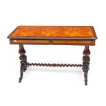 A VICTORIAN SATINWOOD AND ROSEWOOD SIDE OR CENTRE TABLE