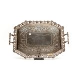 A LARGE HEAVY SILVER-PLATED TRAY