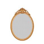 A LARGE 19TH CENTURY OVAL GILT WALL MIRROR