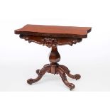 A VICTORIAN ROSEWOOD FOLD-OVER CARD TABLE