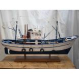 A LARGE PAINTED SCALE MODEL OF A FISHING TRAWLER