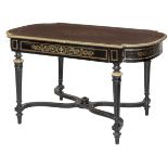 A FINE 19TH CENTURY EBONISED AND BRASS INLAID CENTRE TABLE