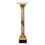 A LATE 19TH CENTURY FRENCH VARIEGATED MARBLE AND ORMOLU MOUNTED COLUMN PLINTH