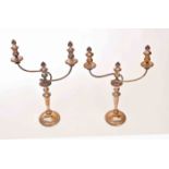 A PAIR OF SHEFFIELD SILVER-PLATED TWO-BRANCH THREE-LIGHT CANDELABRA