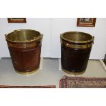 TWO SIMILAR IRISH GEORGIAN STYLE MAHOGANY PEAT BUCKETS