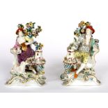 A VERY ATTRACTIVE PAIR OF CHELSEA SAMSON PORCELAIN CANDLESTICKS