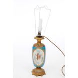 A FINE SEVRES STYLE PORCELAIN AND GILT-BRASS MOUNTED TABLE LAMP