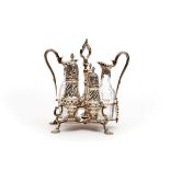 A GEORGE II SILVER WARWICK CRUET SET