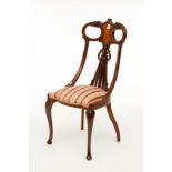 AN ART NOUVEAU INLAID MAHOGANY OCCASIONAL SIDE CHAIR