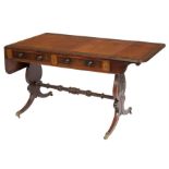 ###WITHDRAWN###A FINE REGENCY PERIOD SATINWOOD, MAHOGANY, AND BRASS INLAID SOFA TABLE