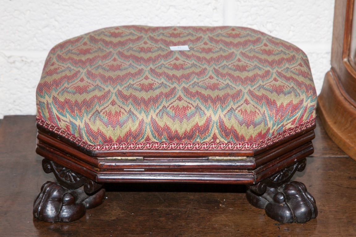 A VICTORIAN MAHOGANY GOUT STOOL