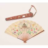 A CHINESE DECORATED PAPER FAN