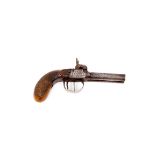 A 19TH CENTURY DOUBLE-BARREL SIDE-BY-SIDE PERCUSSION POCKET PISTOL